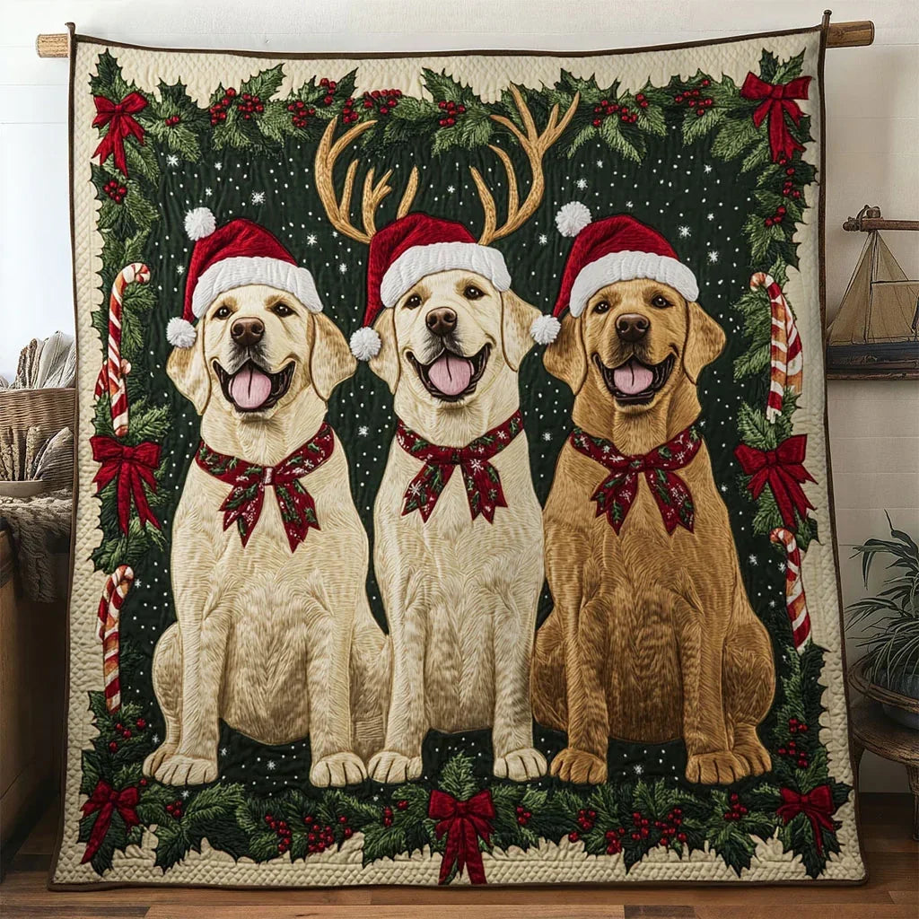 Christmas Labrador Pair Quilt Blanket