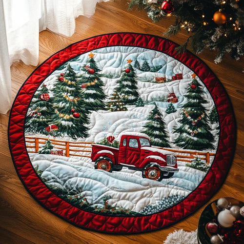 Christmas Morning Magic Quilted Round Mat