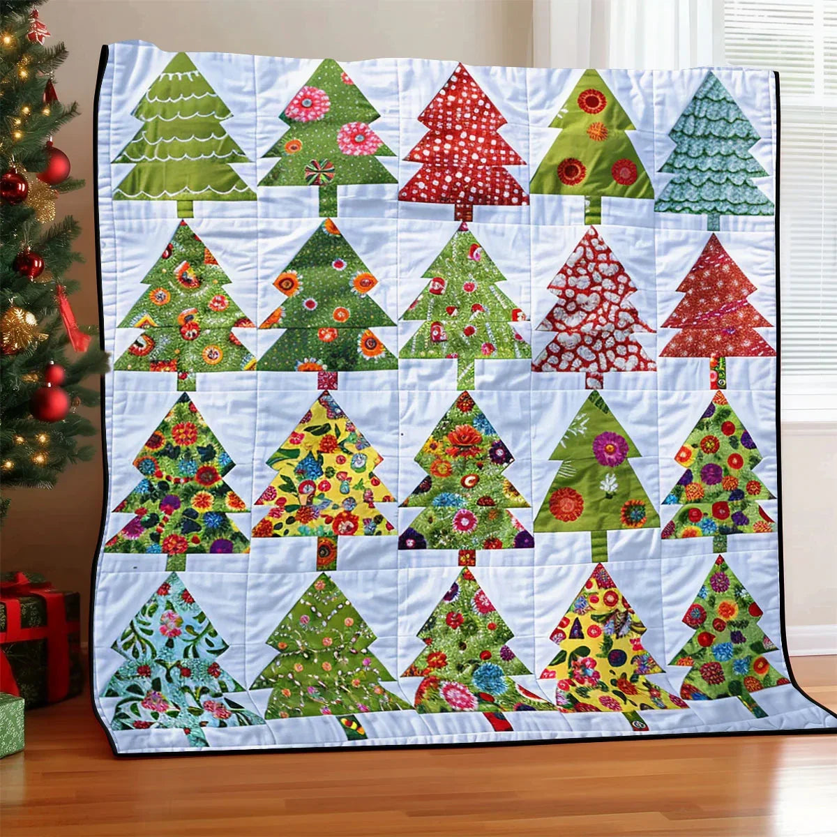 Christmas Patchwork Tree Quilt Blanket