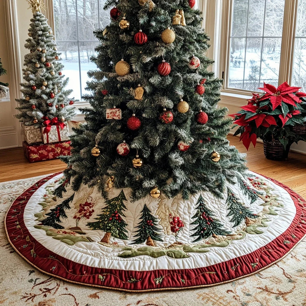 Christmas Pine Meadows Christmas Quilted Tree Skirt