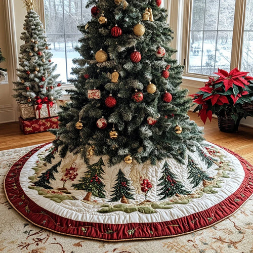 Christmas Pine Meadows Christmas Quilted Tree Skirt