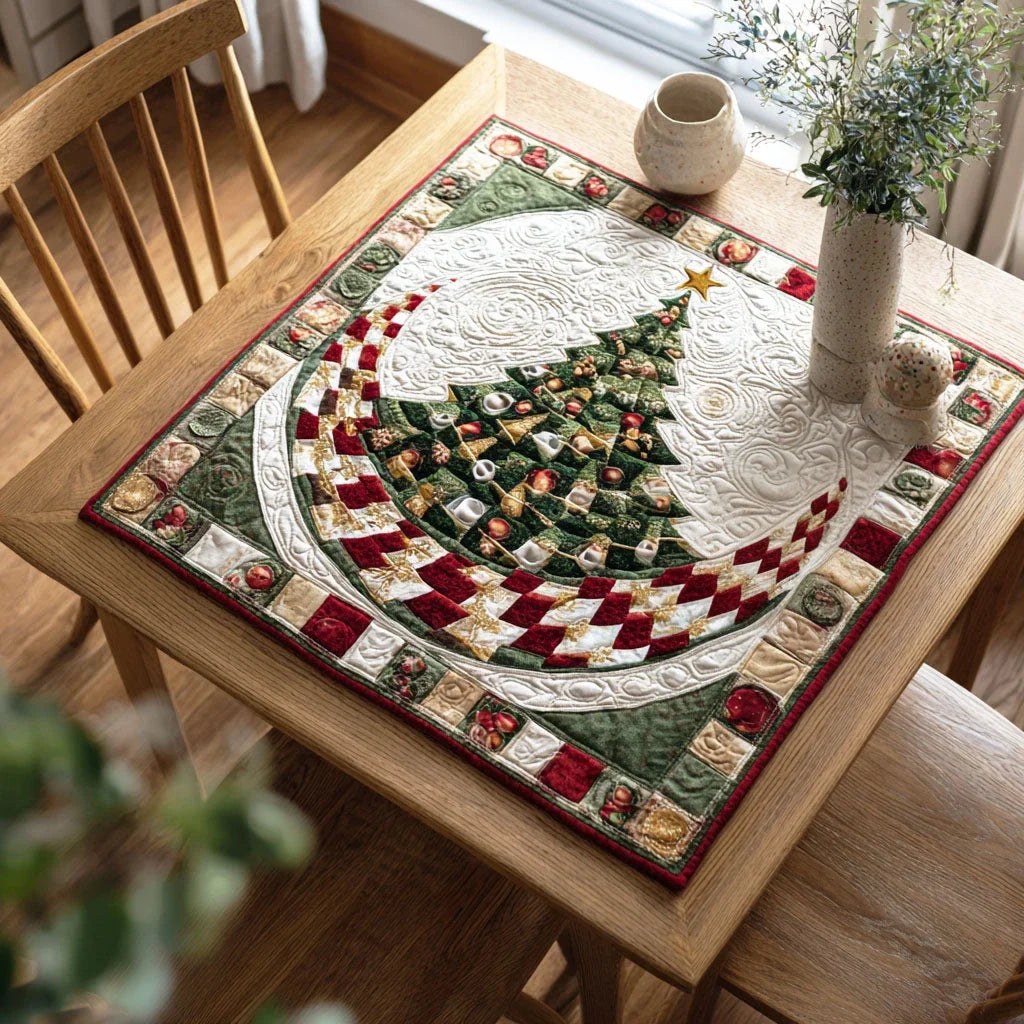 Christmas Pine Quilted Table Topper