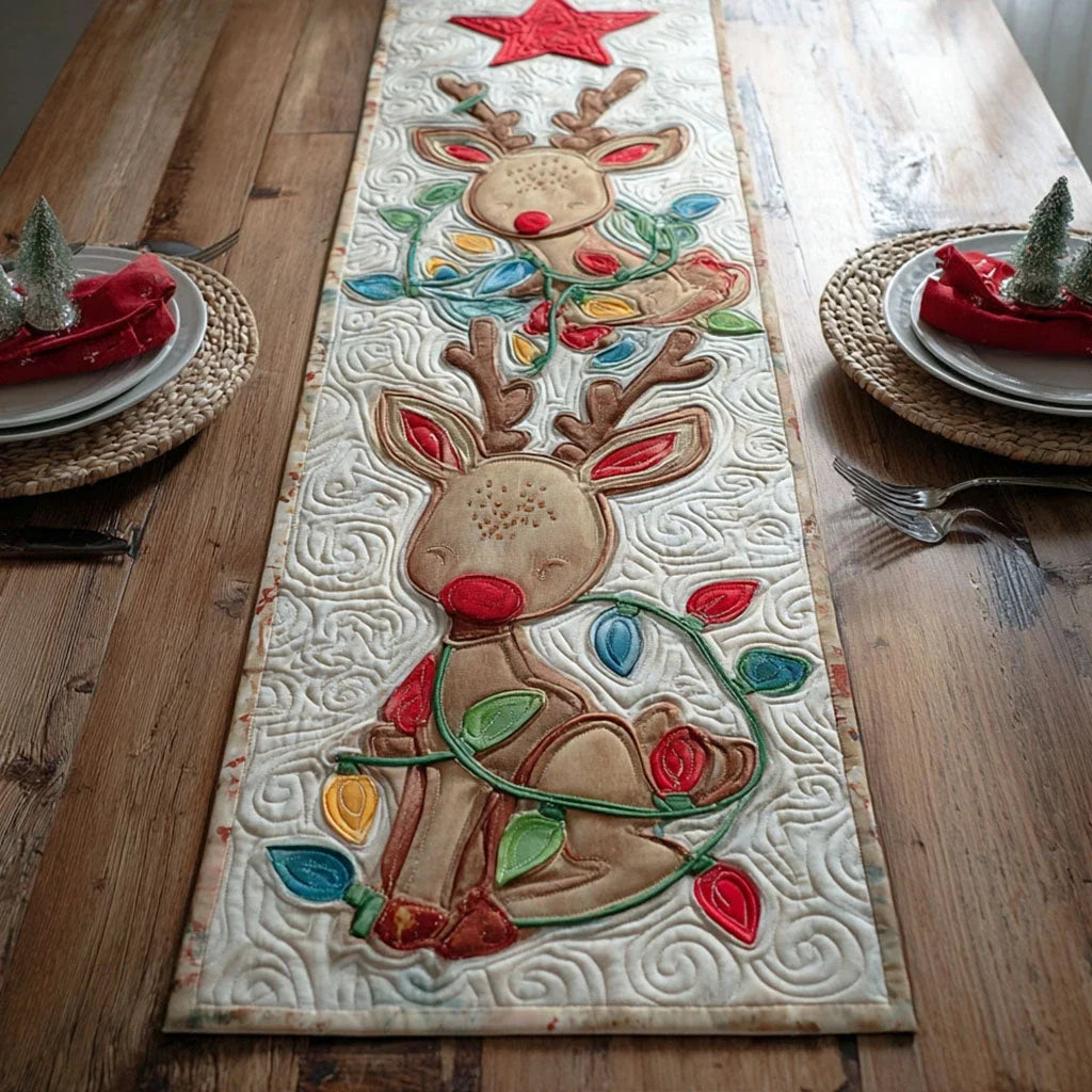 Christmas Reindeer Quilted Table Runner