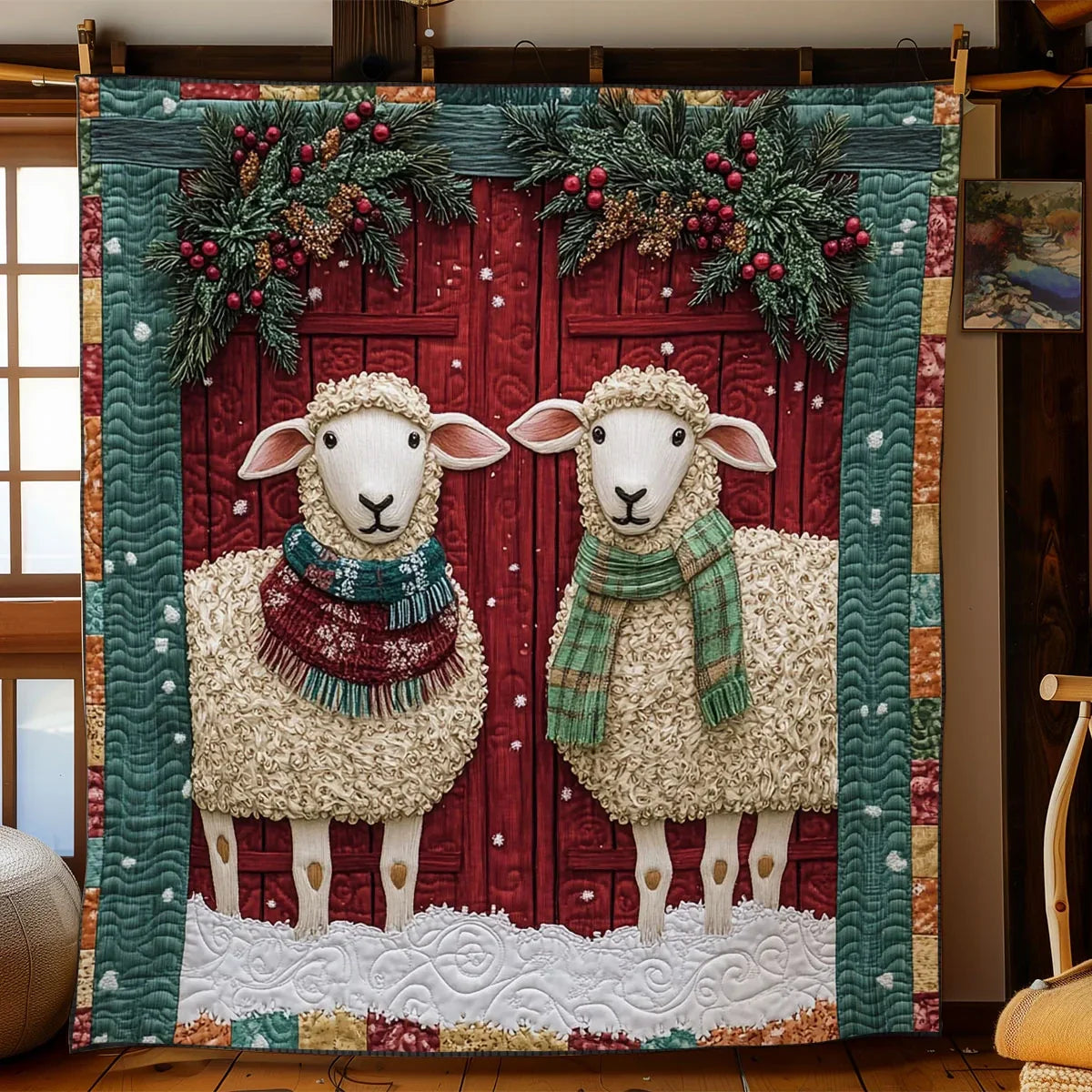 Christmas Sheep Quilt Blanket