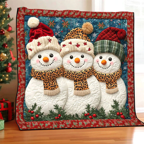 Christmas Snowman Trio Quilt Blanket