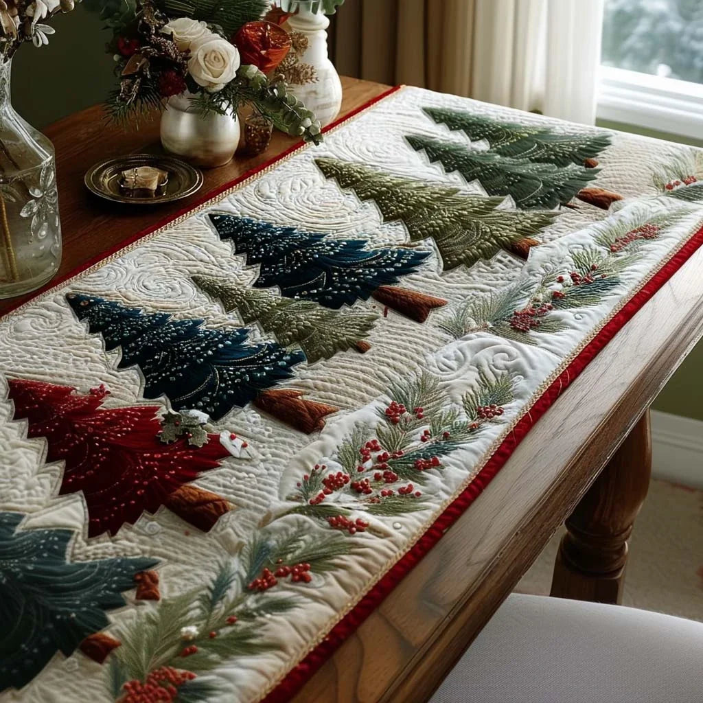 Christmas Tree Glow Quilted Table Runner