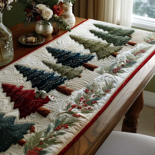 Christmas Tree Glow Quilted Table Runner