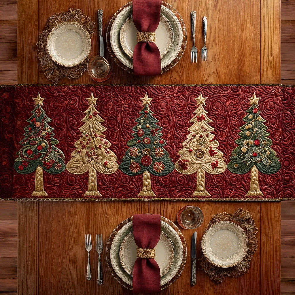 Christmas Tree Holiday Quilted Table Runner