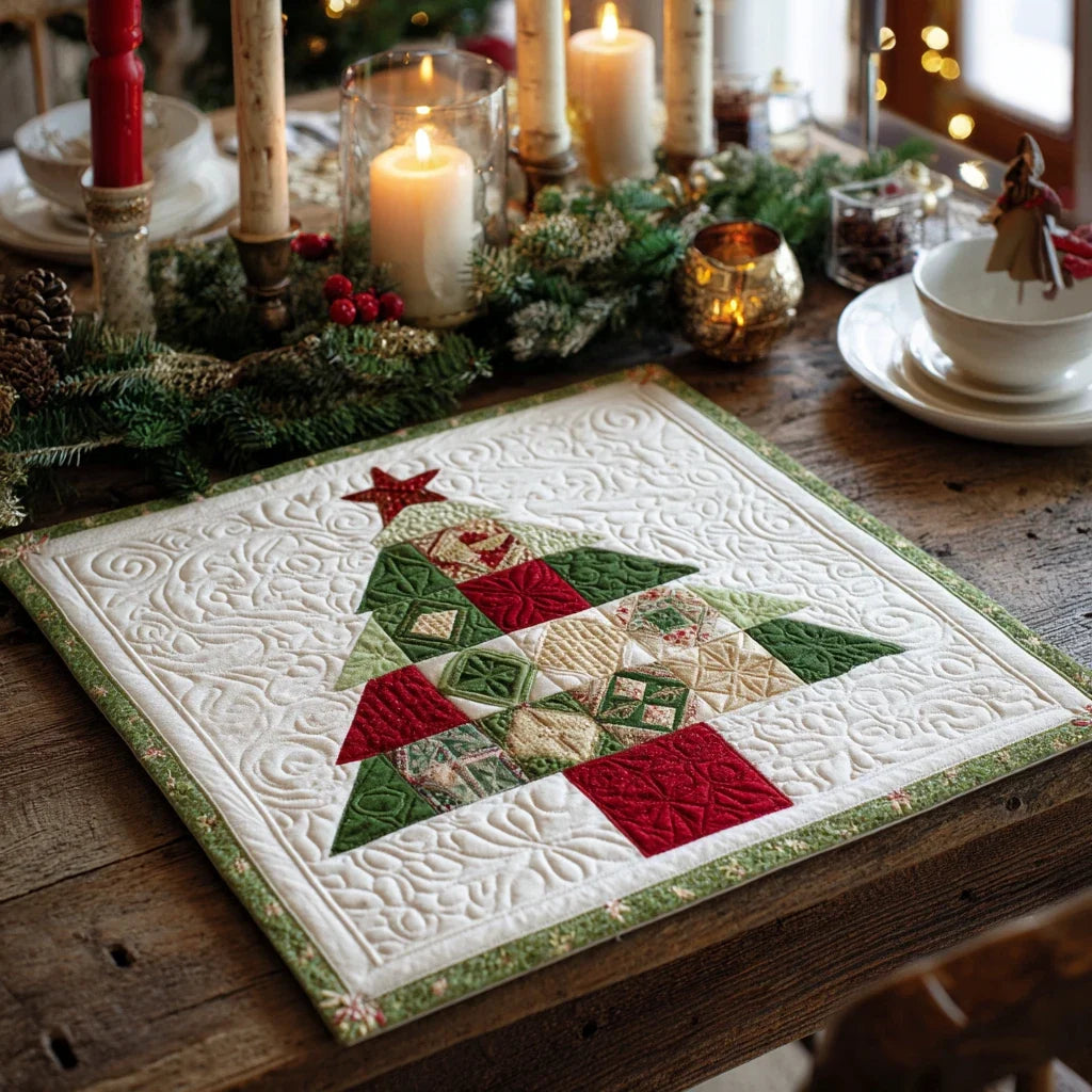 Christmas Tree Patch Quilted Table Topper