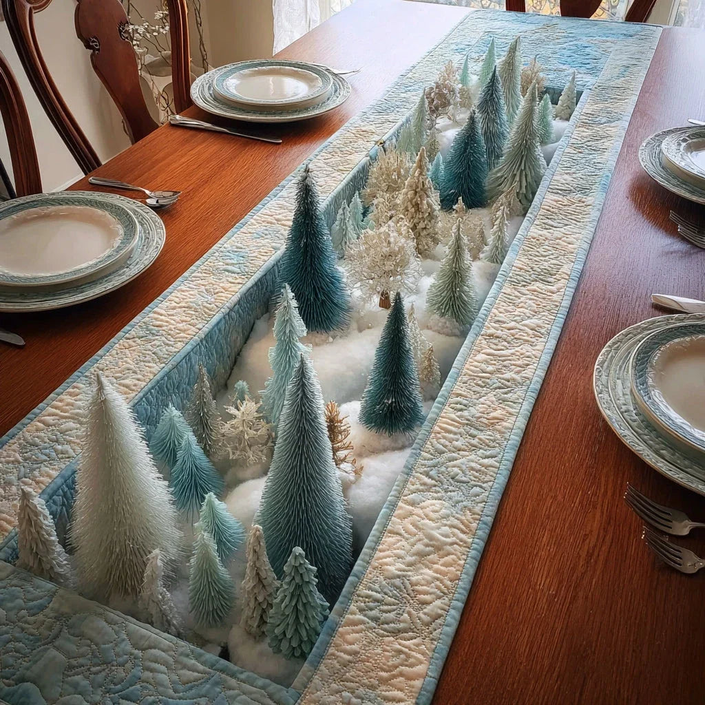 Christmas Tree Starfield Quilted Table Runner