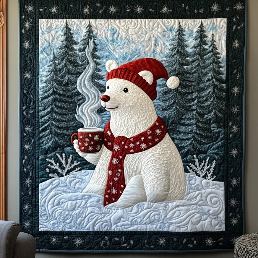 Christmas White Bear Quilt Blanket