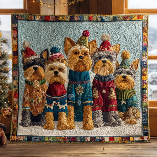 Christmas Yorkie Quilt Blanket