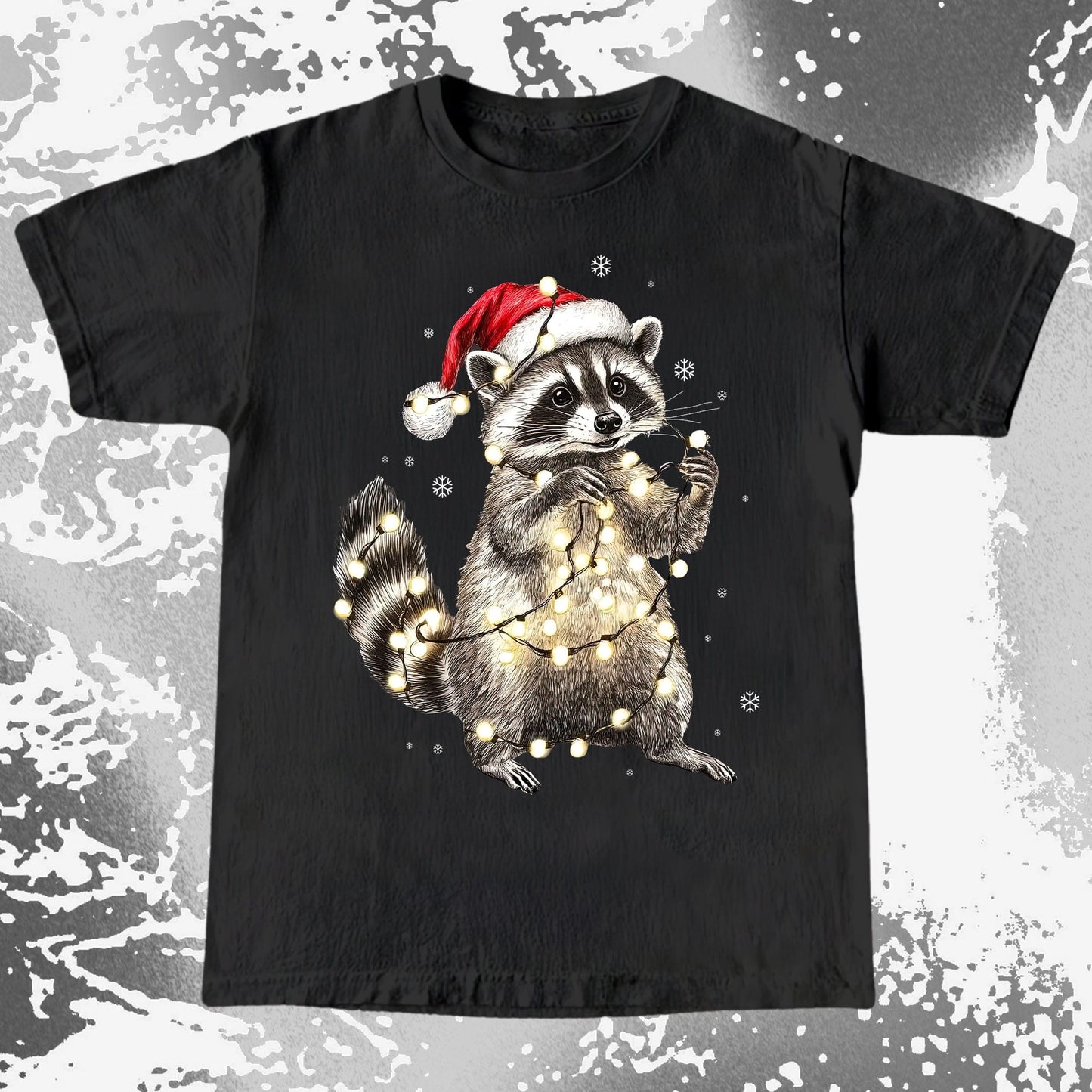 Chaotic Christmas Raccoon, funny meme tee gift (view 3)