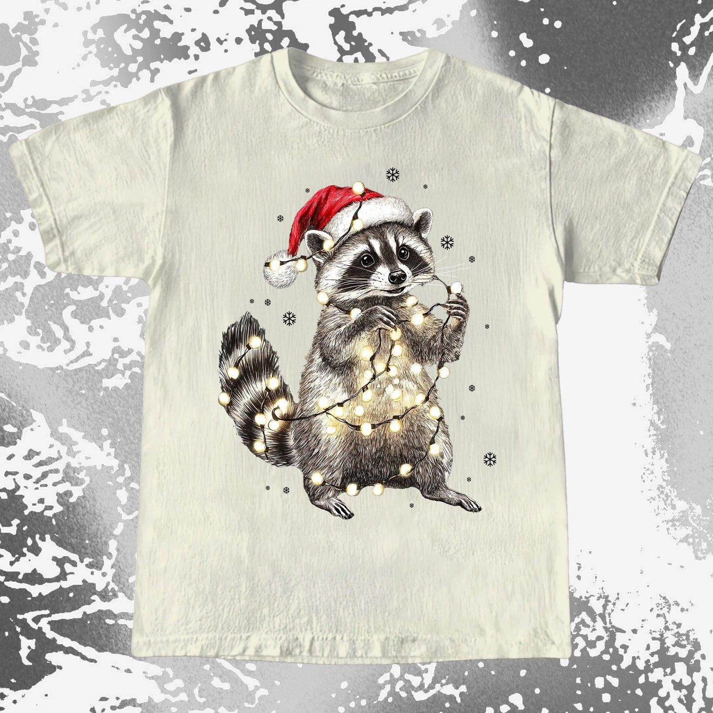 Chaotic Christmas Raccoon, funny meme tee gift (view 2)