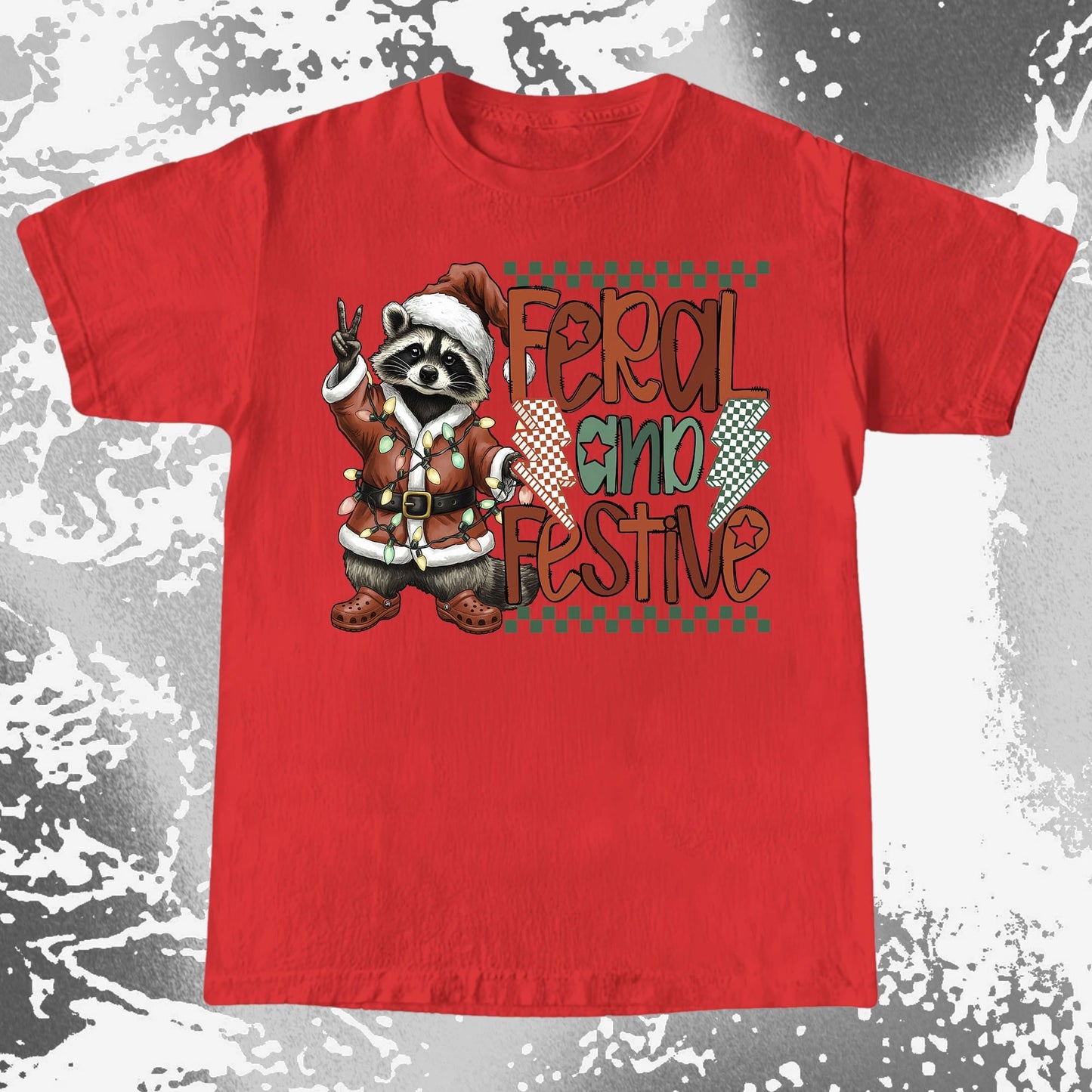 Feral And Festive Raccoon Christmas, funny meme tee gift (view 7)