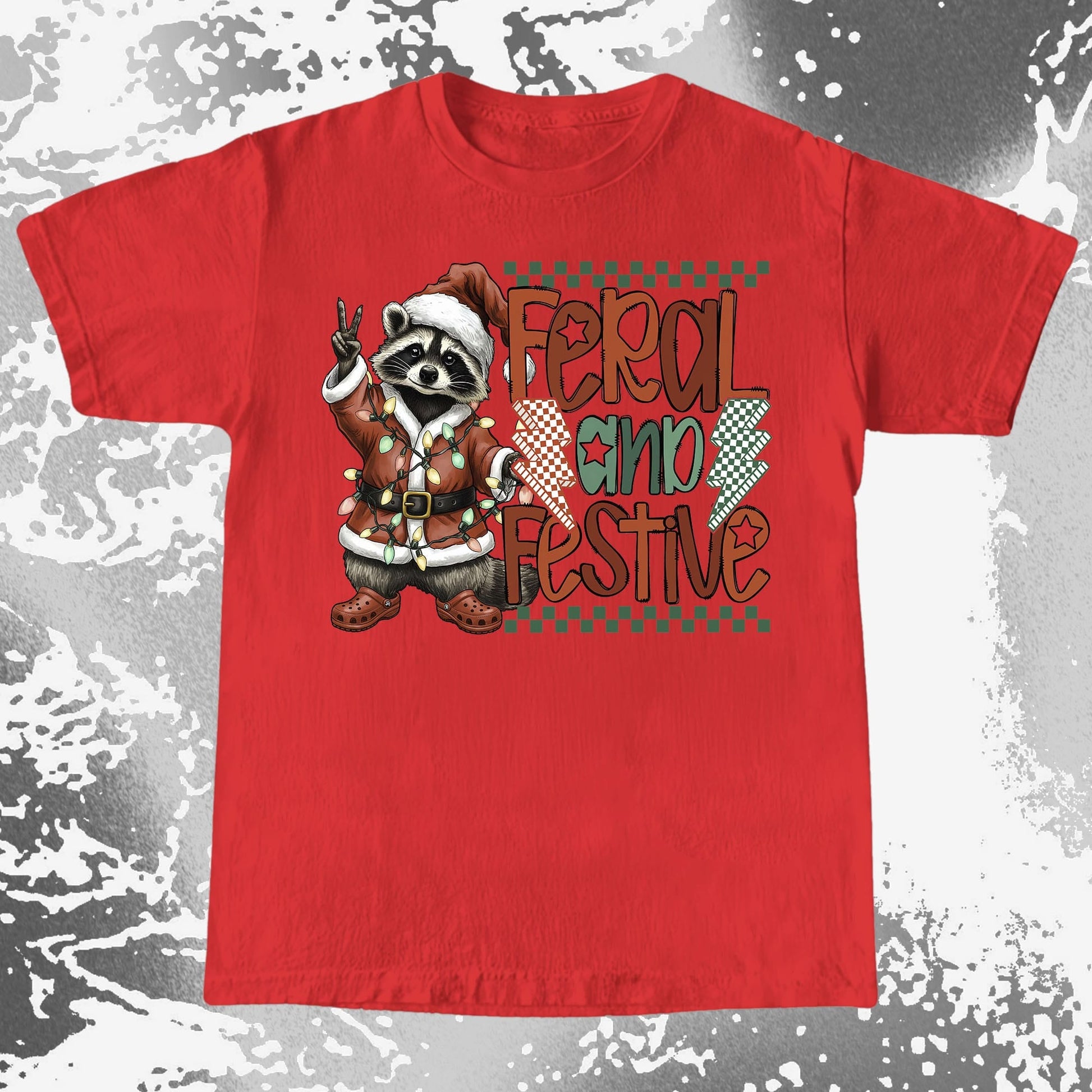 Feral And Festive Raccoon Christmas, funny meme tee gift (view 7)