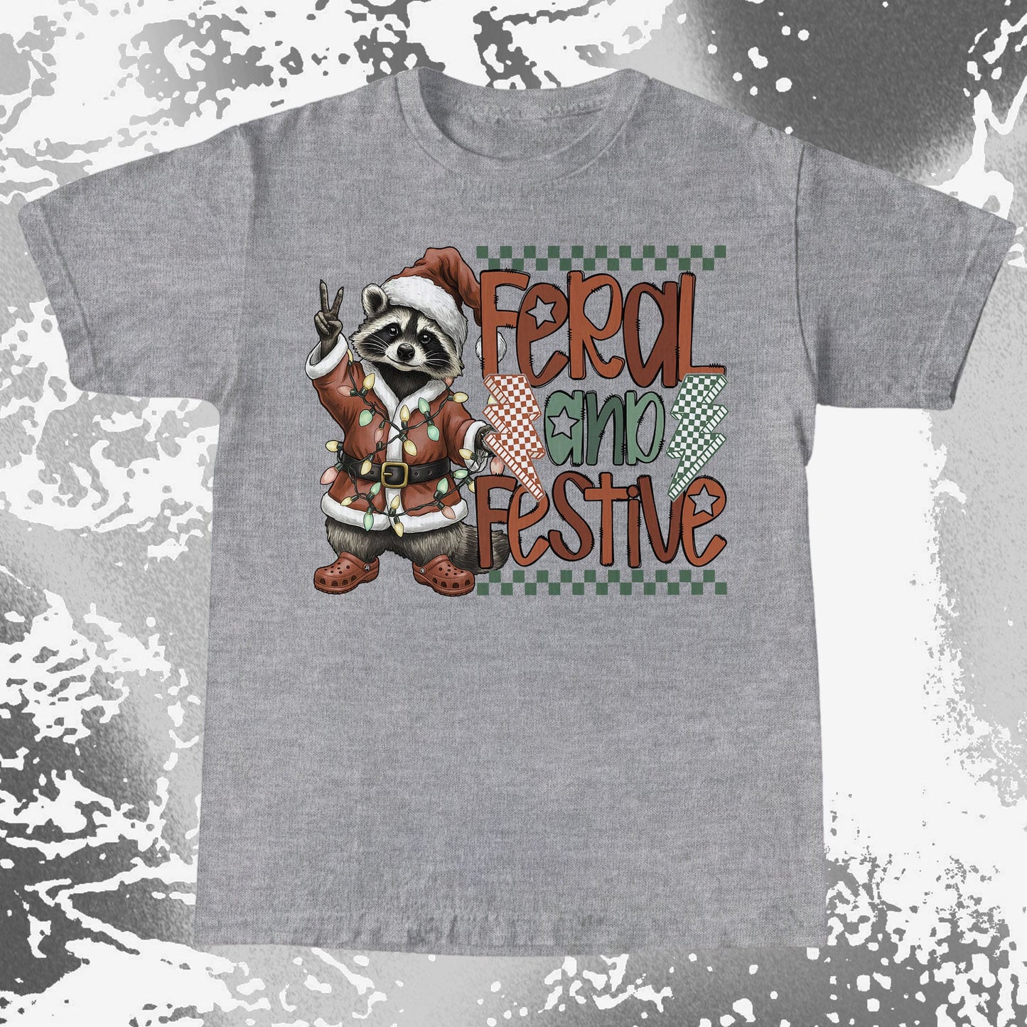Feral And Festive Raccoon Christmas, funny meme tee gift (view 3)