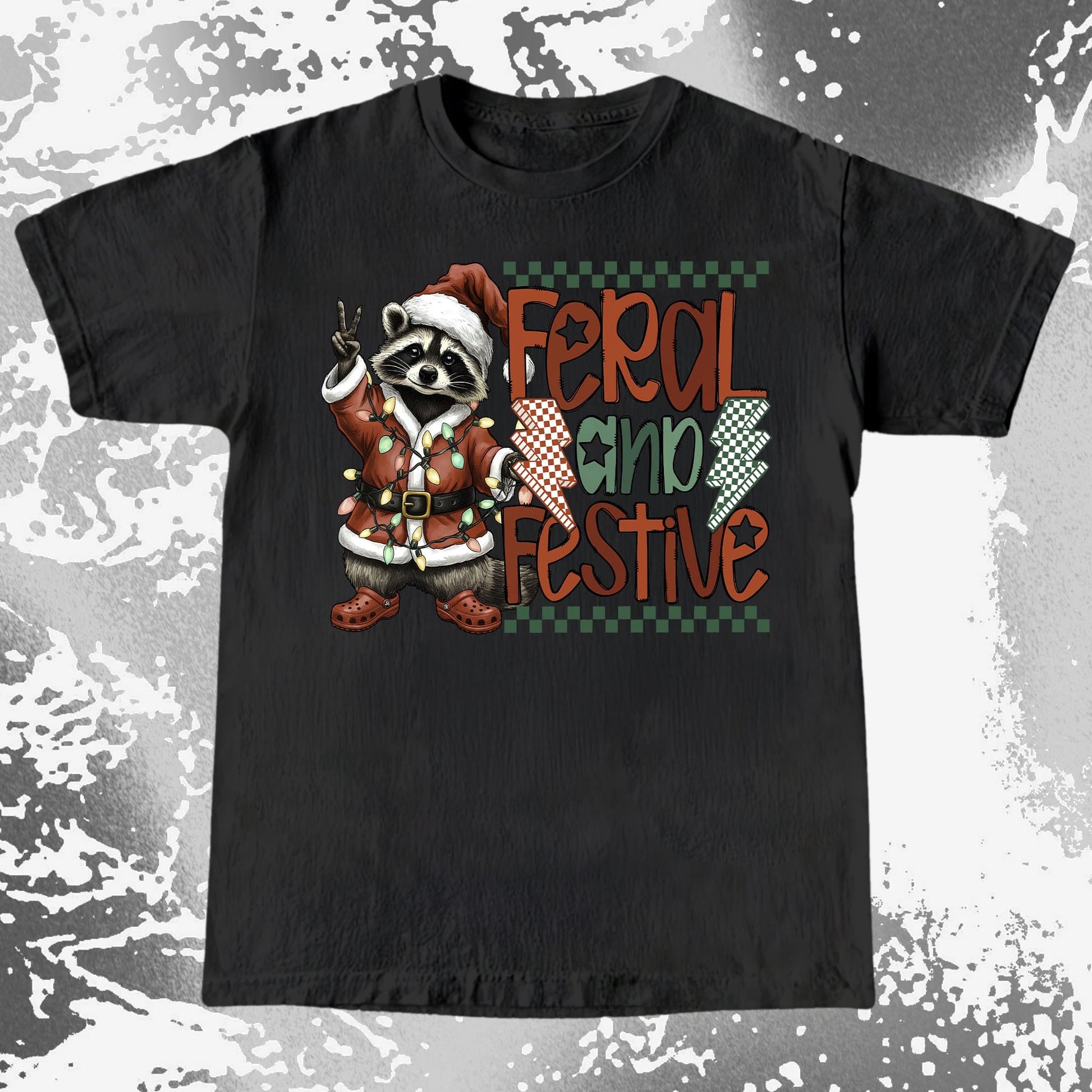Feral And Festive Raccoon Christmas, funny meme tee gift (view 2)