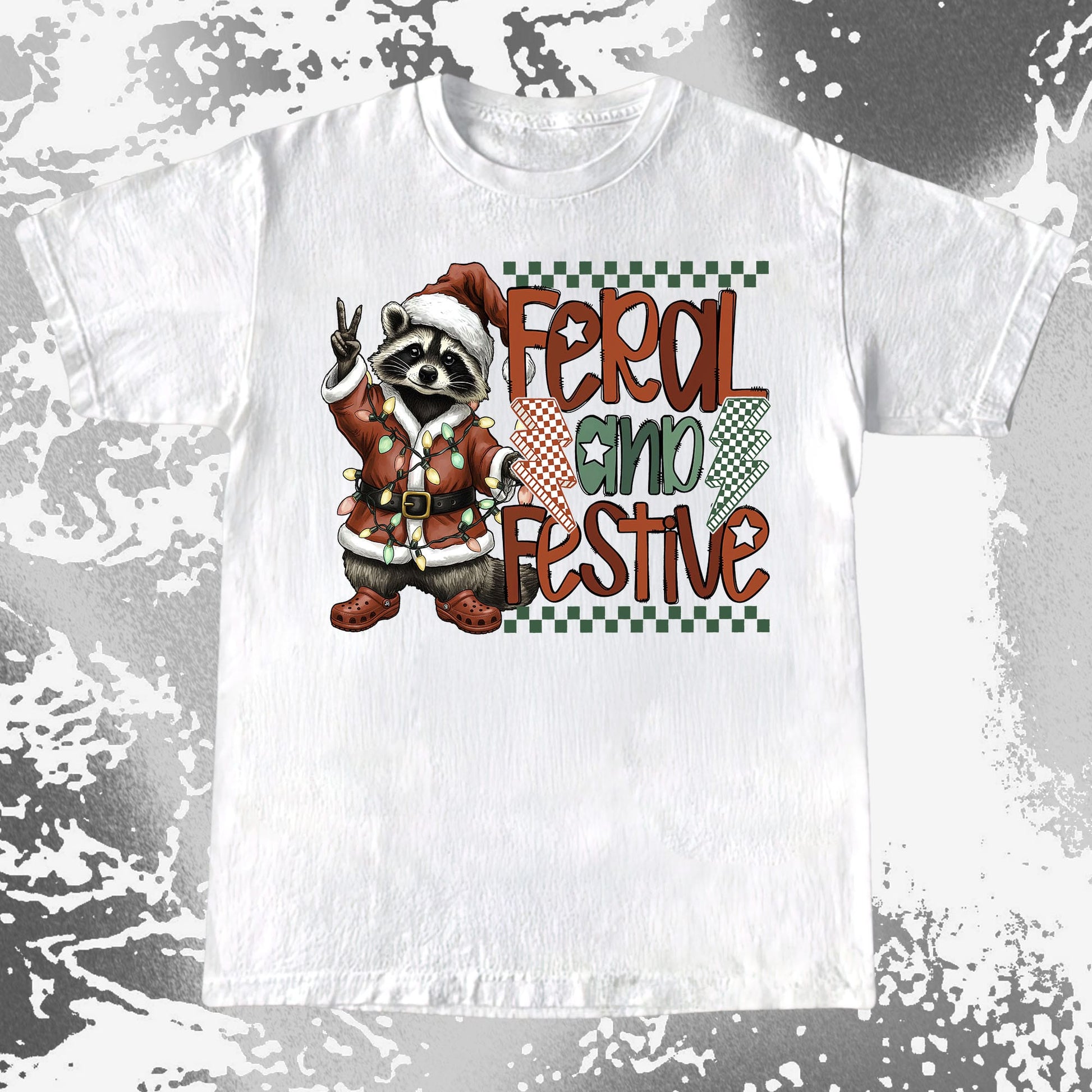 Feral And Festive Raccoon Christmas, funny meme tee gift