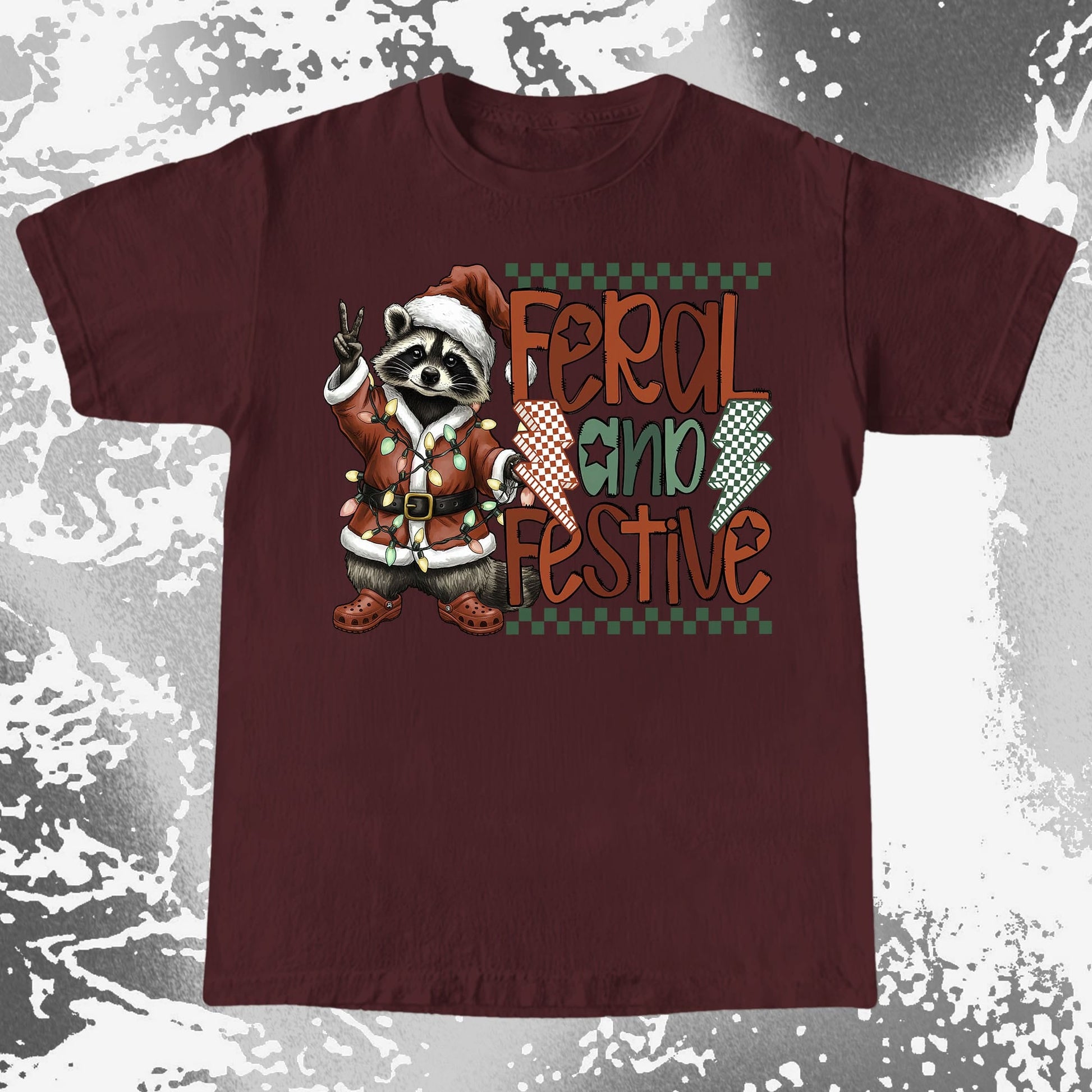 Feral And Festive Raccoon Christmas, funny meme tee gift (view 6)
