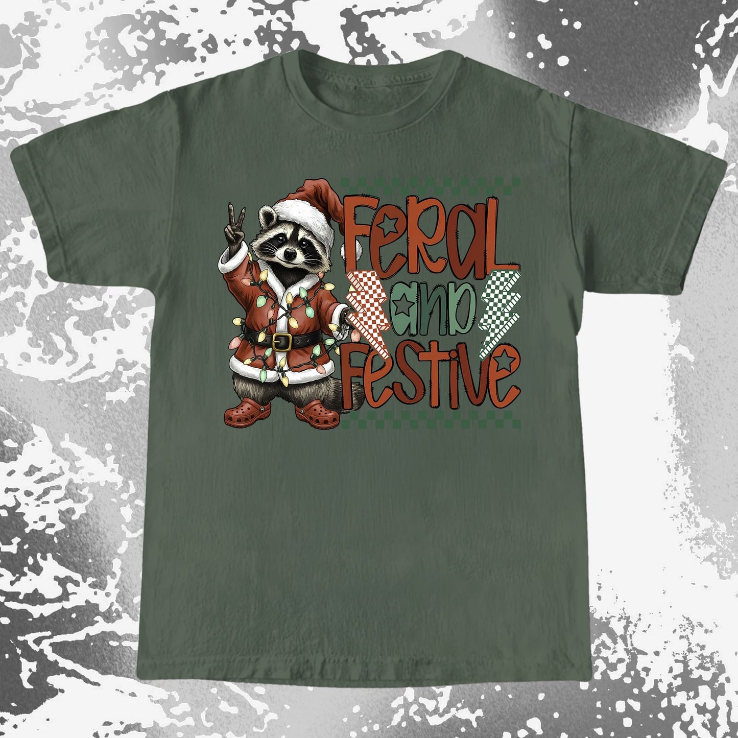 Feral And Festive Raccoon Christmas, funny meme tee gift (view 5)