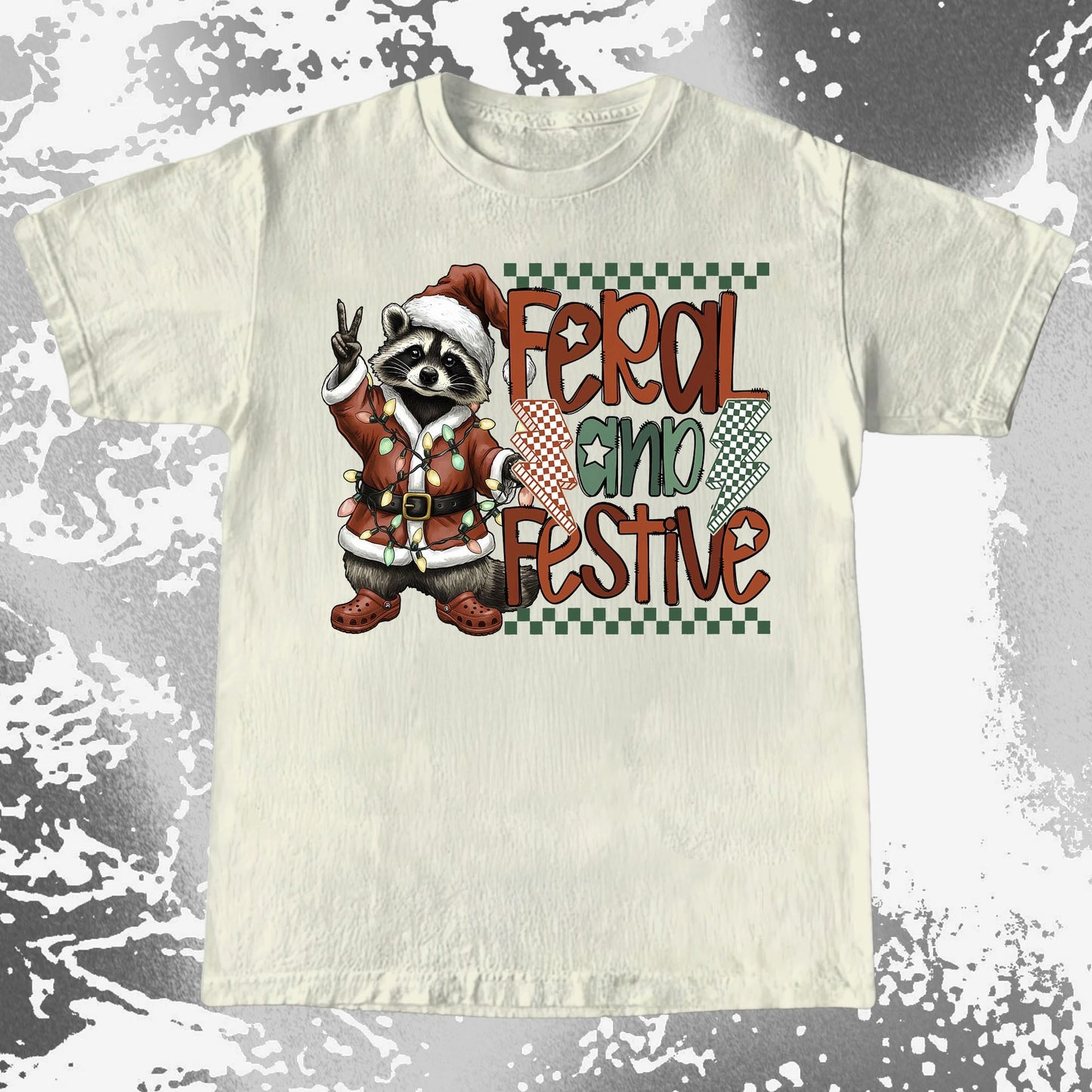 Feral And Festive Raccoon Christmas, funny meme tee gift (view 4)