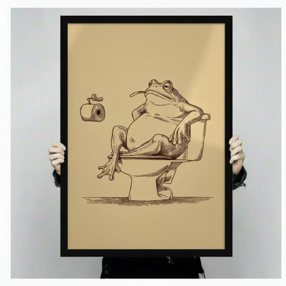Funny Frog Bathroom Canvas Art Wall Art