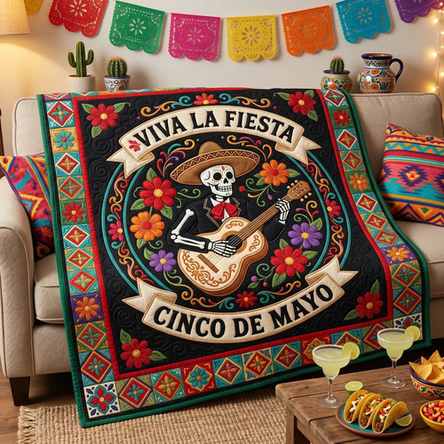 Cinco De Mayo Viva La Fiesta Quilt Blanket