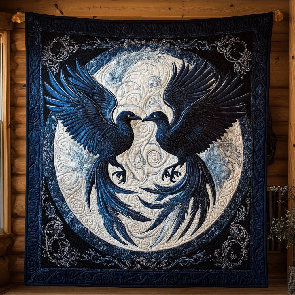Clash Of Ravens Quilt Blanket