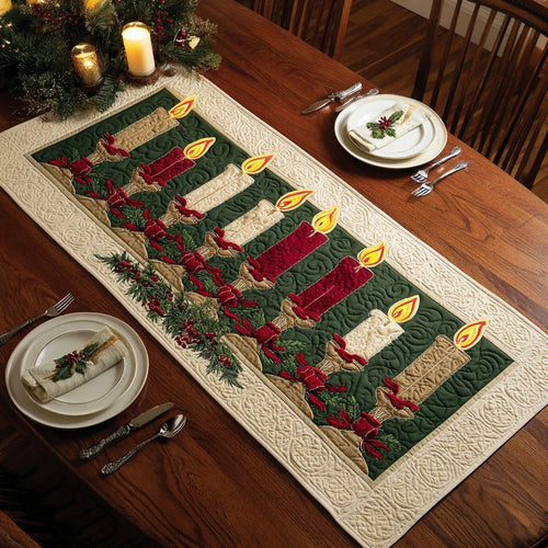 Classic Candle Scene Quilted Table Runner