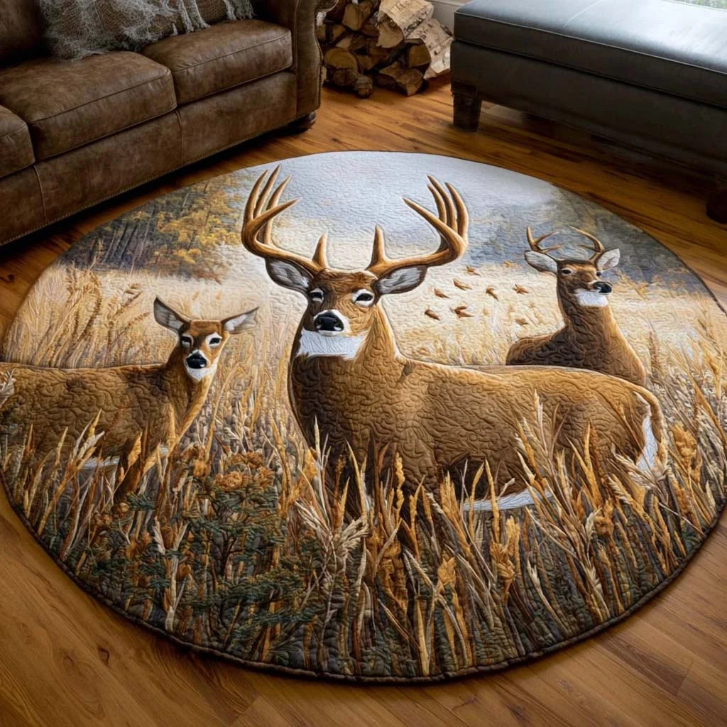 Classic Deer Quilted Round Mat