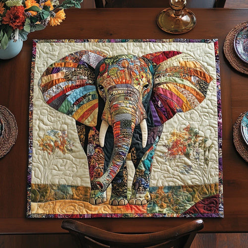 Classic Elephant Quilted Table Topper
