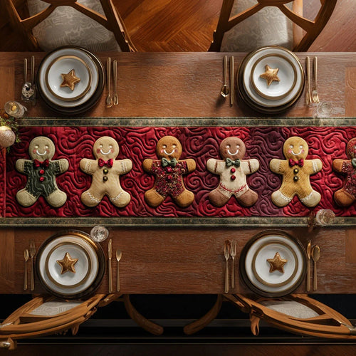 Classic Gingerbread Man Quilted Table Runner