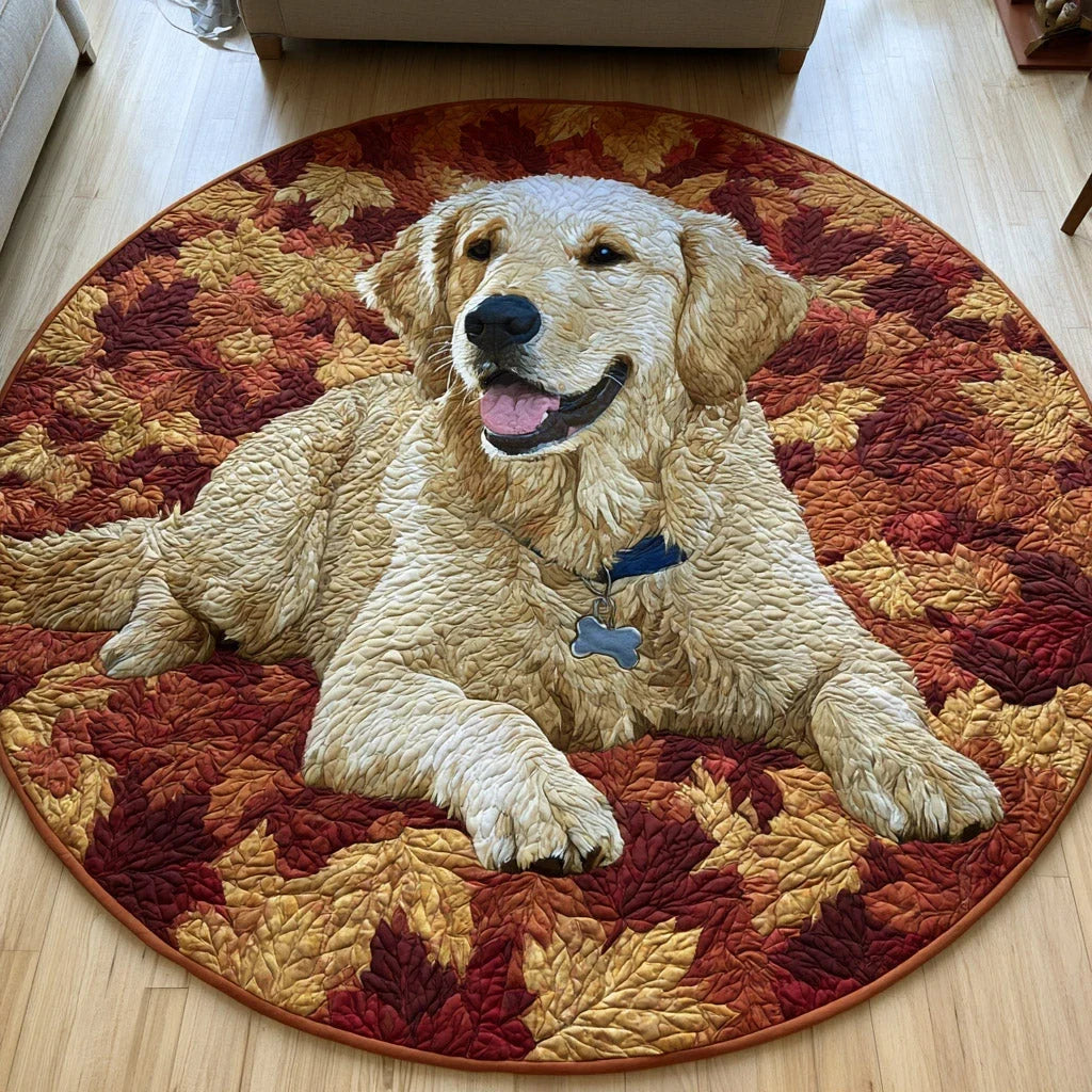 Classic Golden Retriever Quilted Round Mat