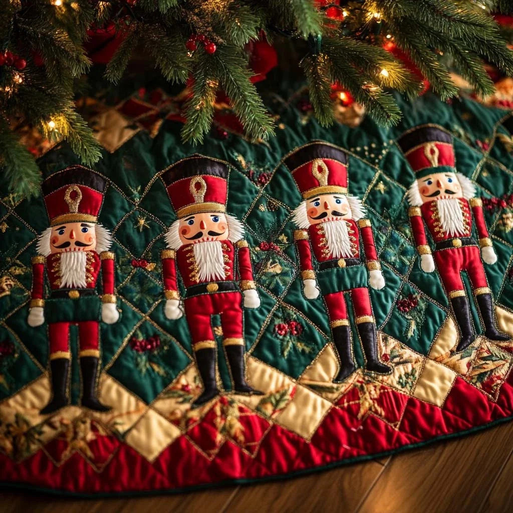 Classic Nutcrackers Christmas Quilted Tree Skirt