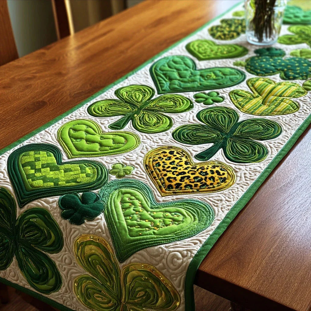 Clover Heart Quilted Table Runner