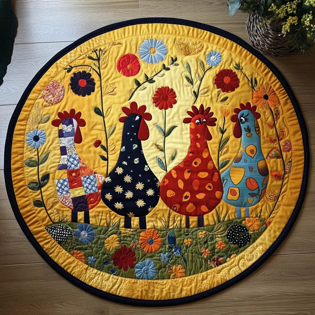 Cluck and Cuddle Quilted Round Mat