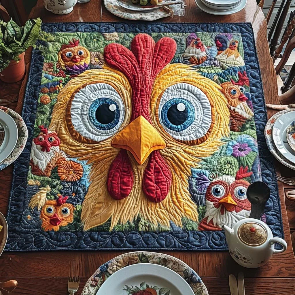 Cluck Charm Quilted Table Topper