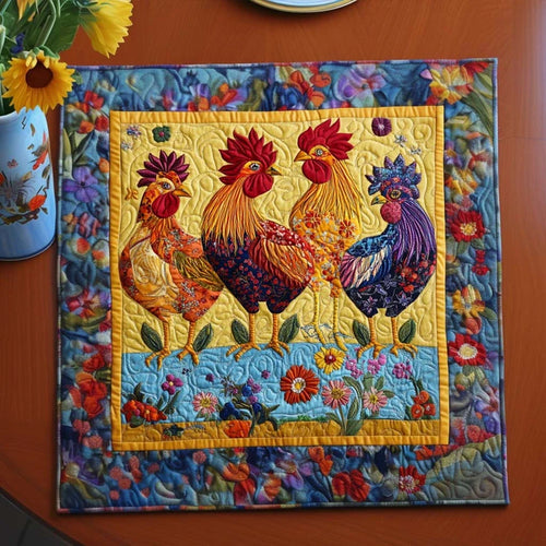 Clucky Cottage Quilted Table Topper