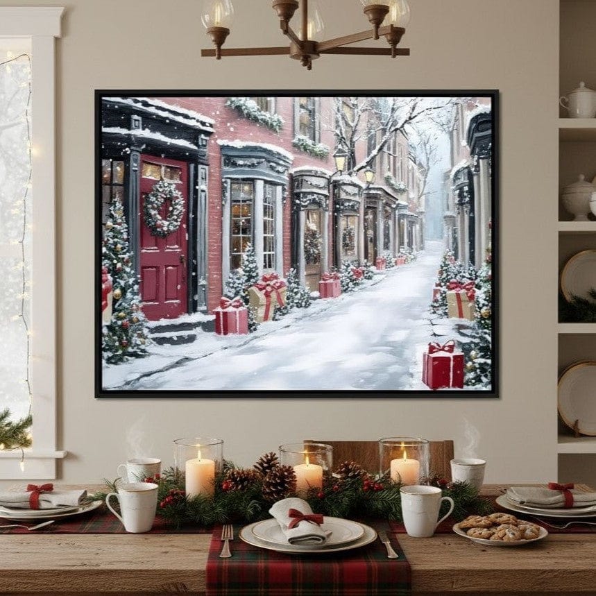 Snowy Carol Lane Holiday Cheer Canvas Wall Art