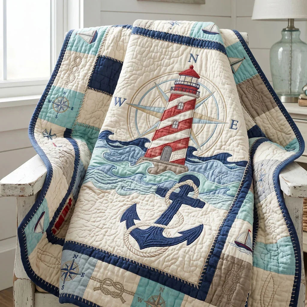 Coastal Lighthouse Charm Quilt Blanket