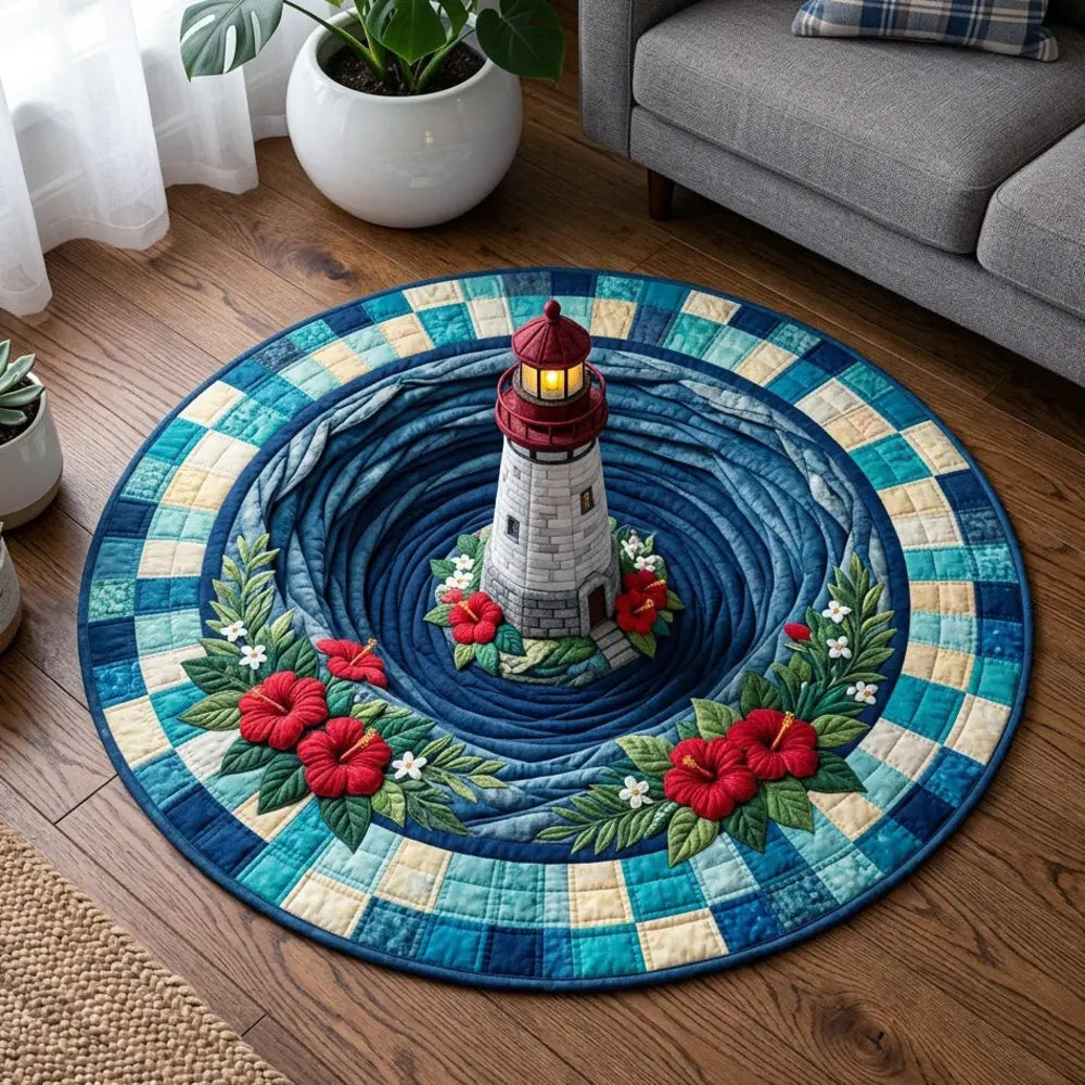 Coastal Lighthouse Quilted Round Mat