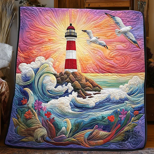 Coastal Lighthouse Quilt Blanket
