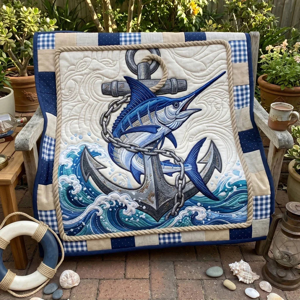 Coastal Marlin Escape Quilt Blanket