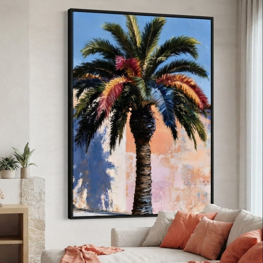 Coastal Palm Tree Canvas Wall Art