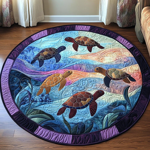Coastal Turtle Quilted Round Mat