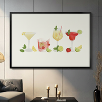 Colorful Cocktail Drinks Illustration Framed Canvas Art