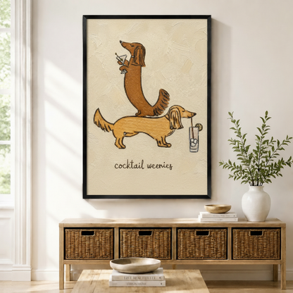 Cocktail Weenies Dachshund Canvas Wall Art