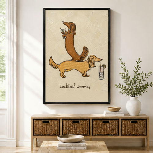 Cocktail Weenies Dachshund Canvas Wall Art