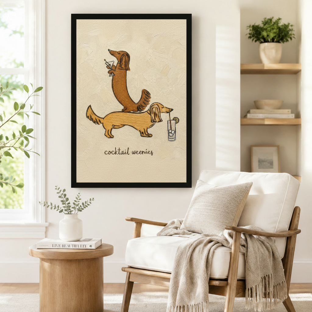 Cocktail Weenies Dachshund Canvas Wall Art